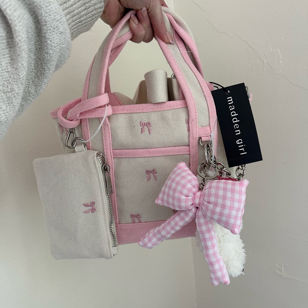 Viral madden girl bow canvas tote bag